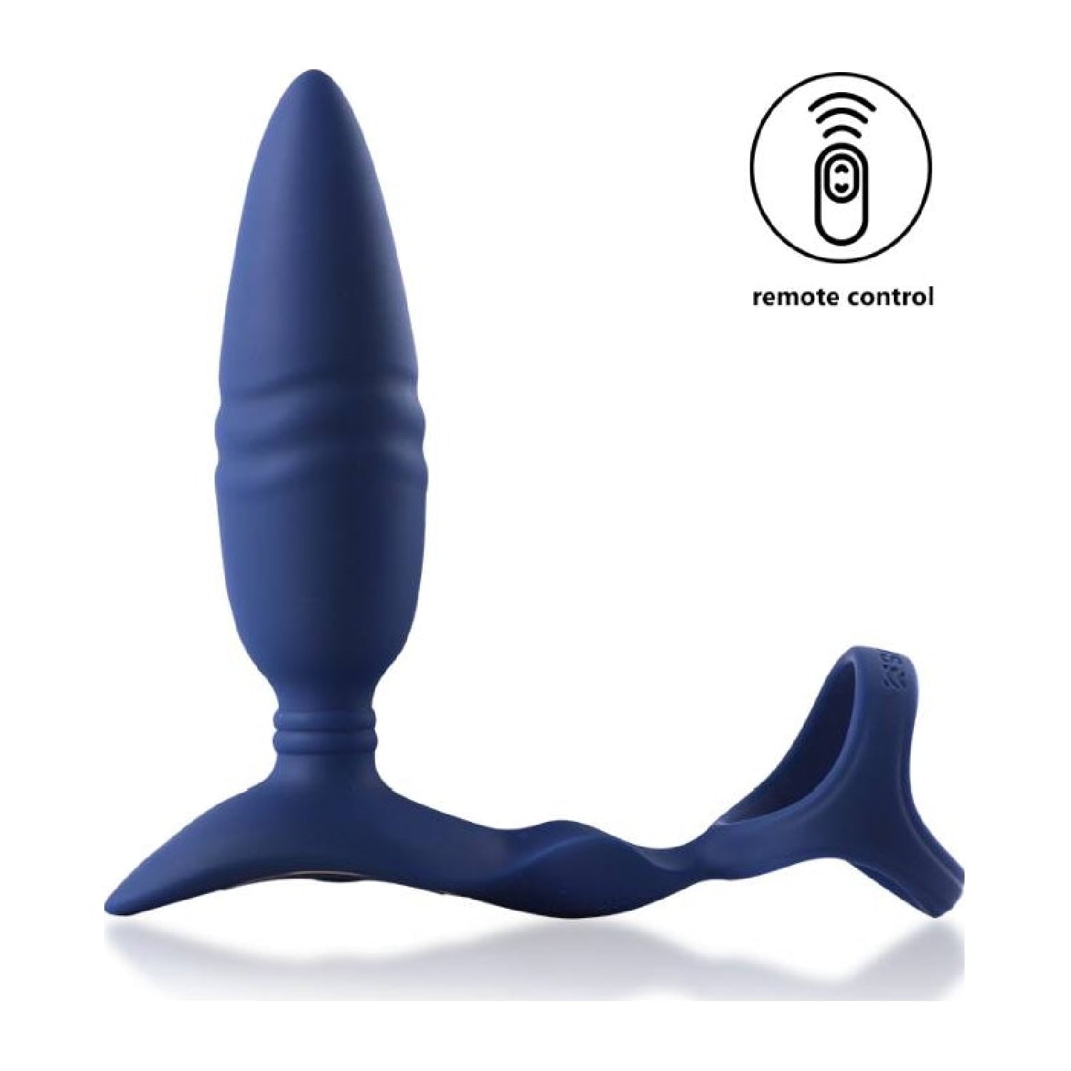 Dual Thrusting Anal Probe with Cockring and Remote - Ring'n'Rear - Blue - K. P.