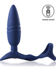 Dual Thrusting Anal Probe with Cockring and Remote - Ring'n'Rear - Blue - K. P.