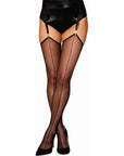 Raw Edge Sheer Thigh High Stockings - Black - K. P.