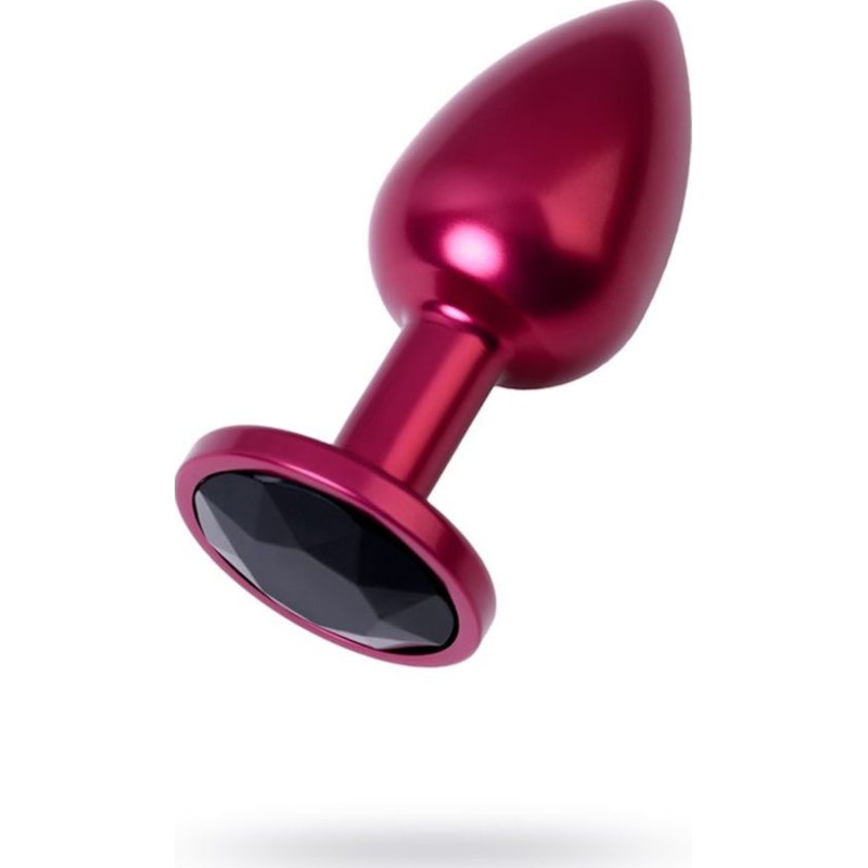 Red Metal Anal Plug w Black Crystal Small - K. P.