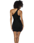 Asymmetrical Cut Out Dress w Ring Details Black