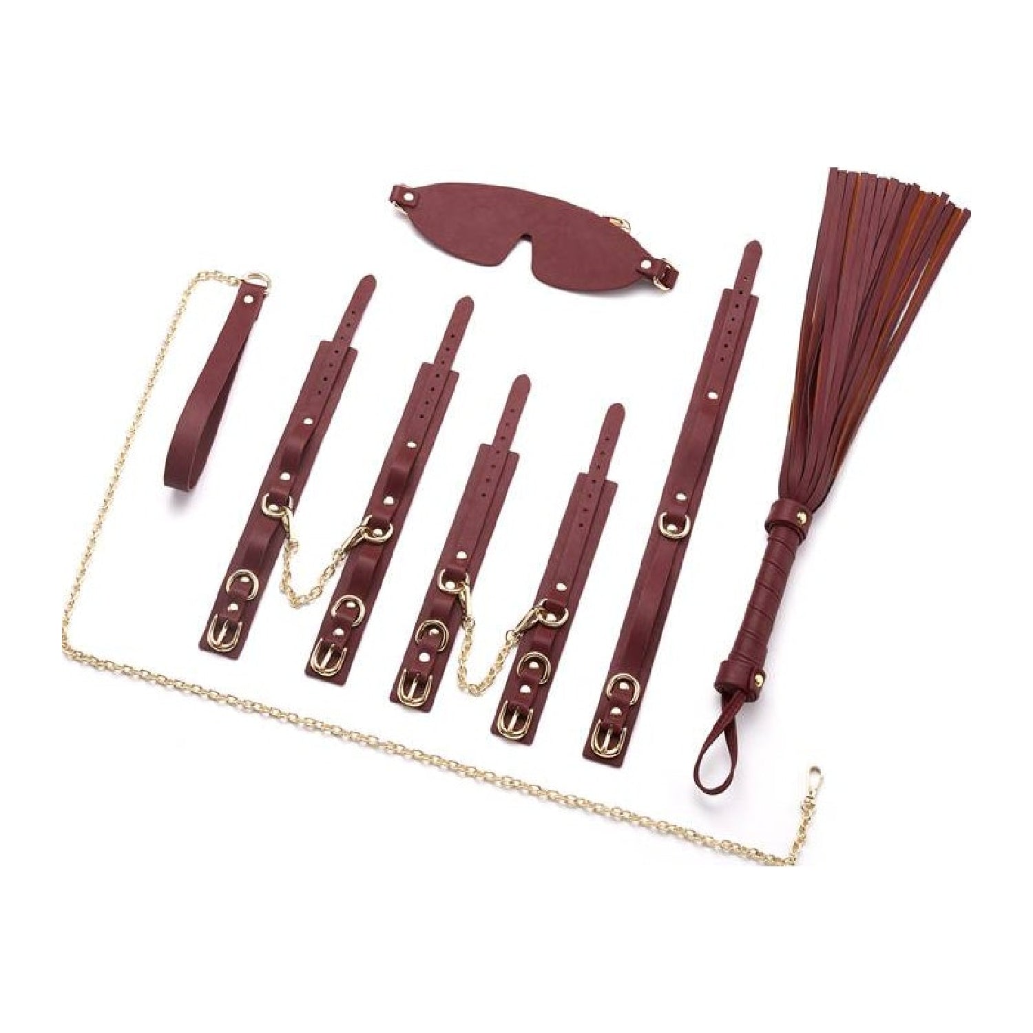 8 Piece Deluxe Bondage Play Kit - Burgundy Gold - K. P.