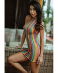 Vibrant Halter Infinity Mini Dress Rainbow