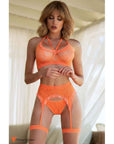 Boudoir Lace 3 Pc set with Garter Belt Orange