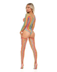 Diamond Net Bodysuit With Thigh High Rainbow