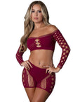 Stella Crop Top And Short Set Burgundy