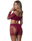 Stella Crop Top And Short Set Burgundy