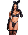 Playboy Noir Lingerie 2 Pc Set - Black