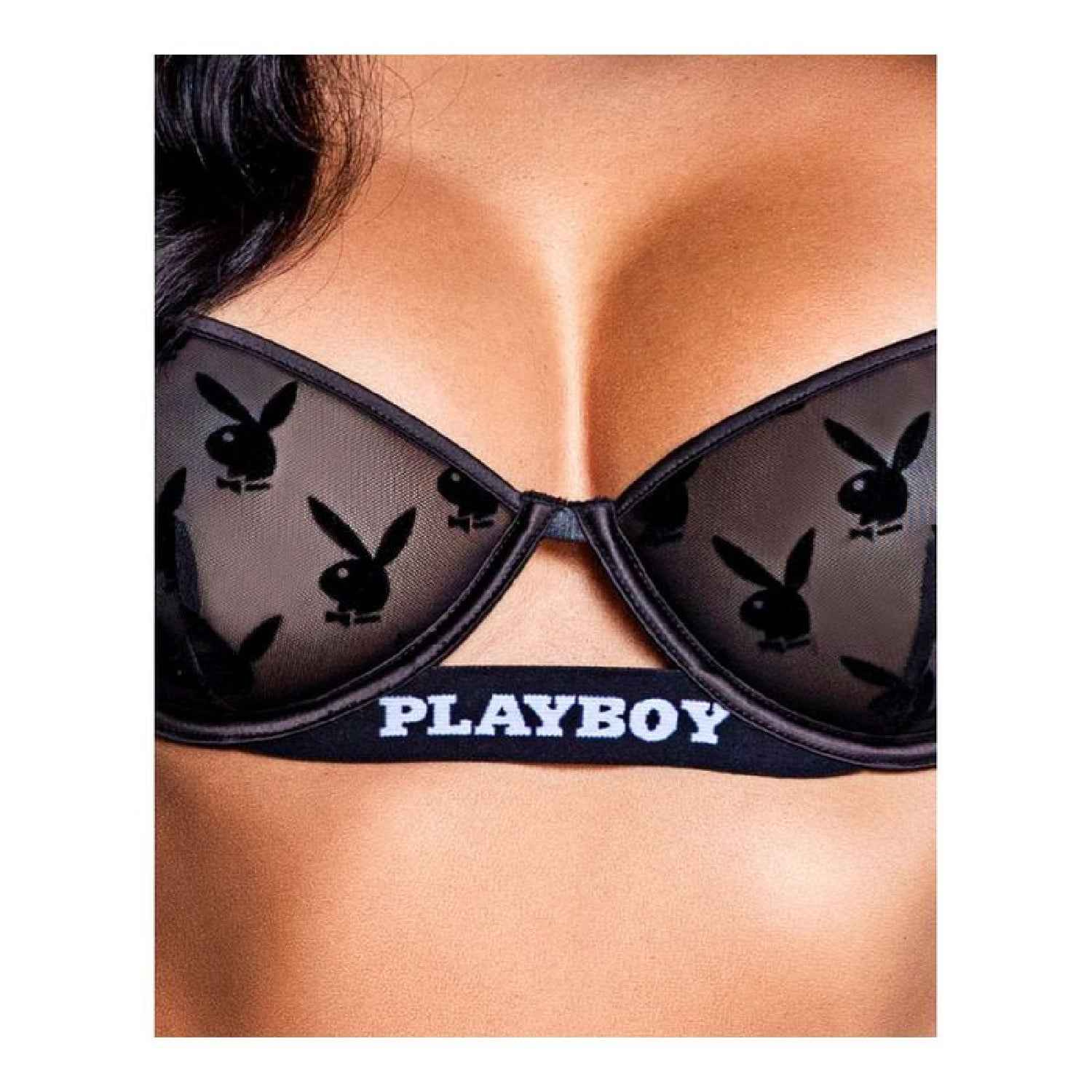 Playboy Noir Lingerie 2 Pc Set - Black