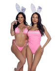 PlayBoy Pink 1 Pc Swimsuit with Ruched Side Ties & Removable Clear Straps - Pink