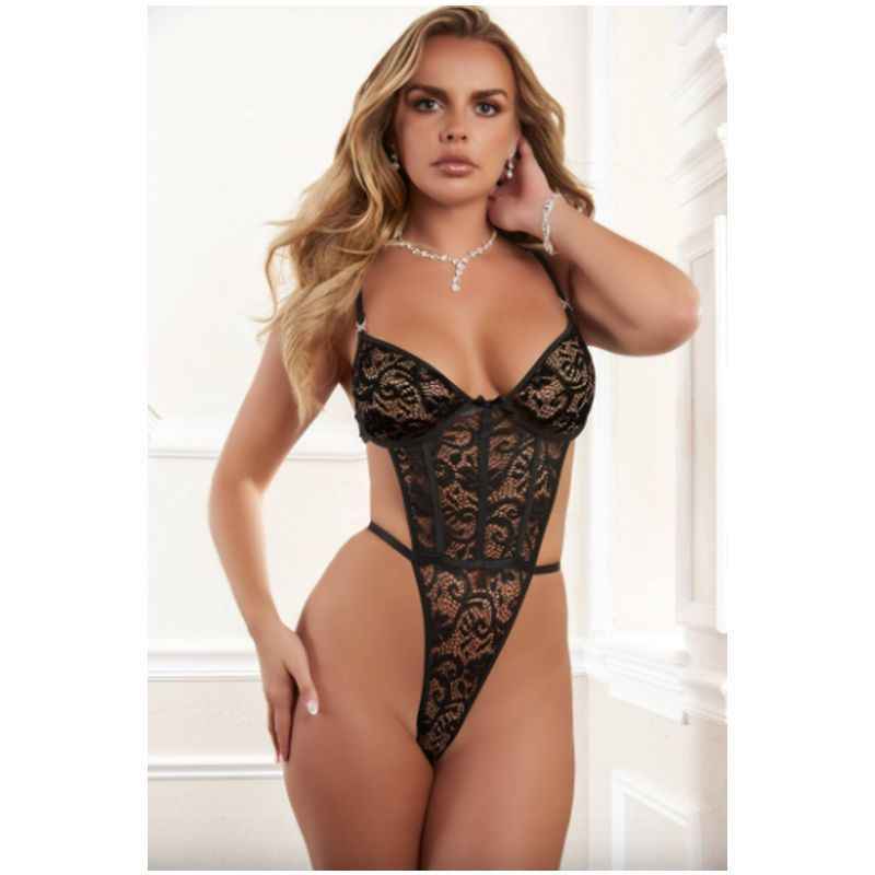 1 Pc Ultra-Sexy Open Back Lace Teddy