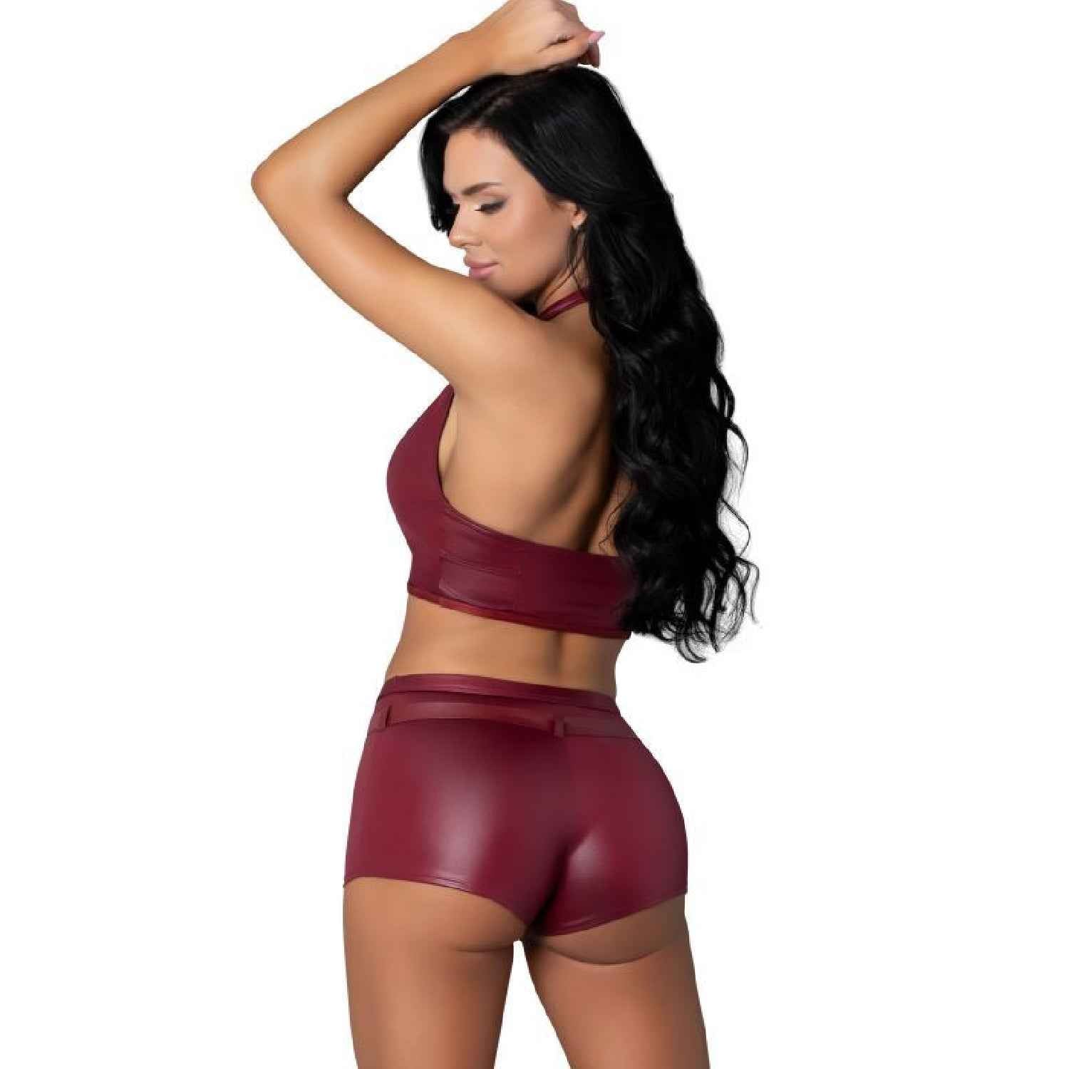 Thalia Burgundy Tease Two Piece Set