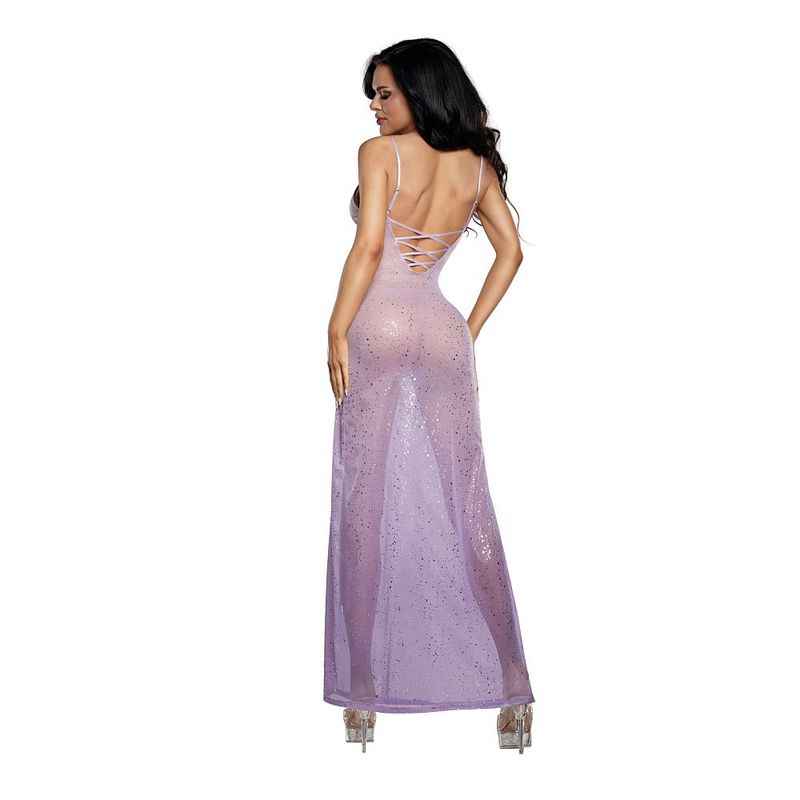 DreamGirl Ombre Glitter Mesh Gown Lilac