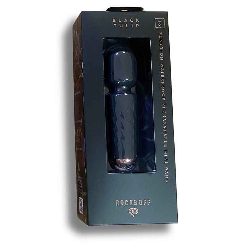 Rechargeable 16 Mode Silicone Mini Wand Black Tulip