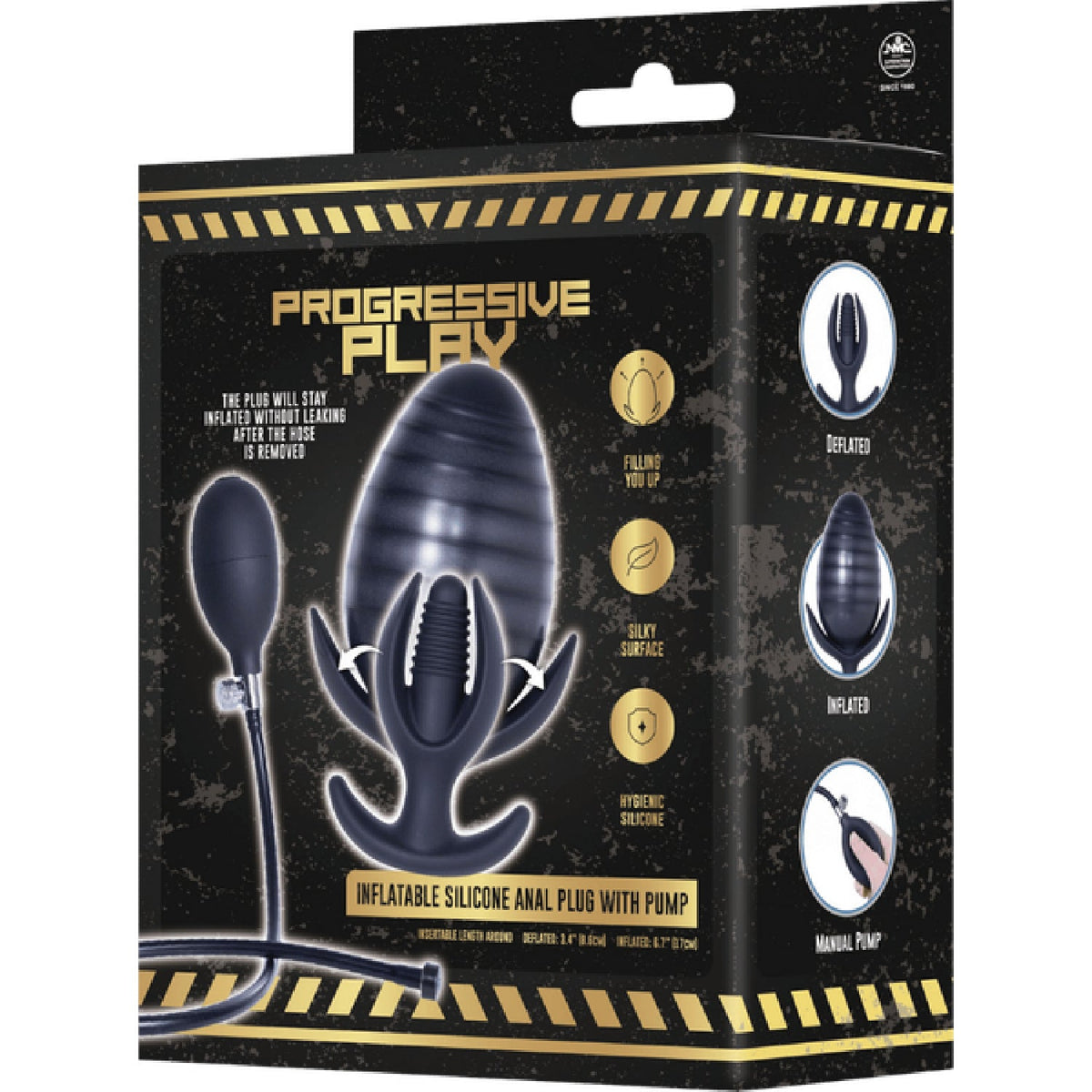 Inflatable Silicone Anal Plug With Plug (Black)