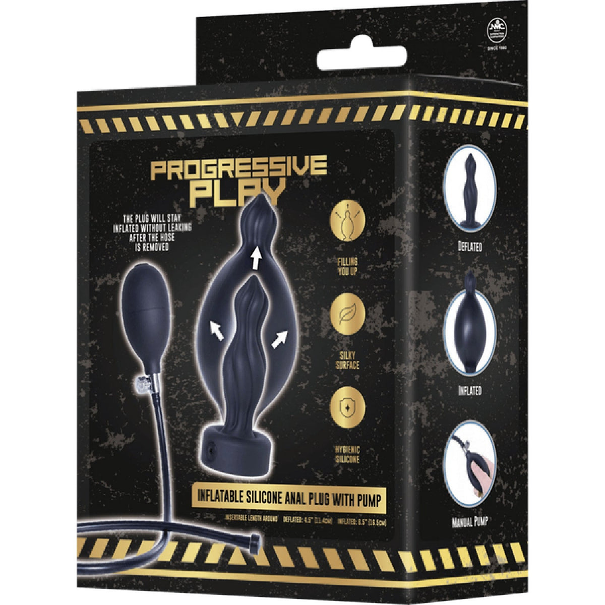 Inflatable Silicone Anal Plug With Plug (Black)