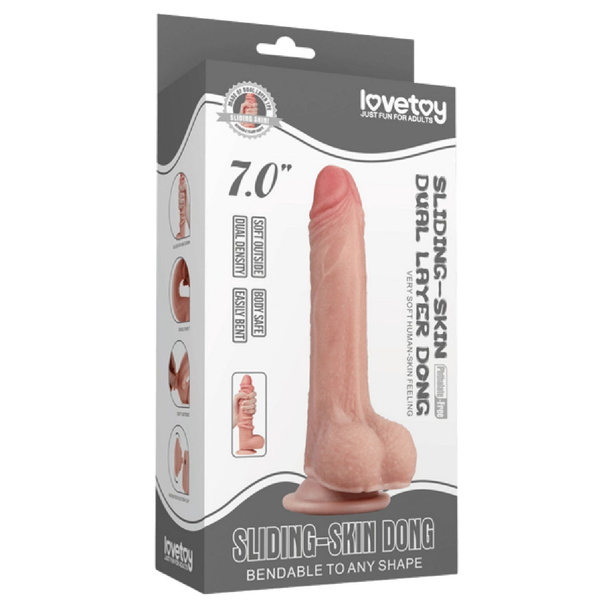 7" Sliding Skin Dual Layer Dong (Flesh)