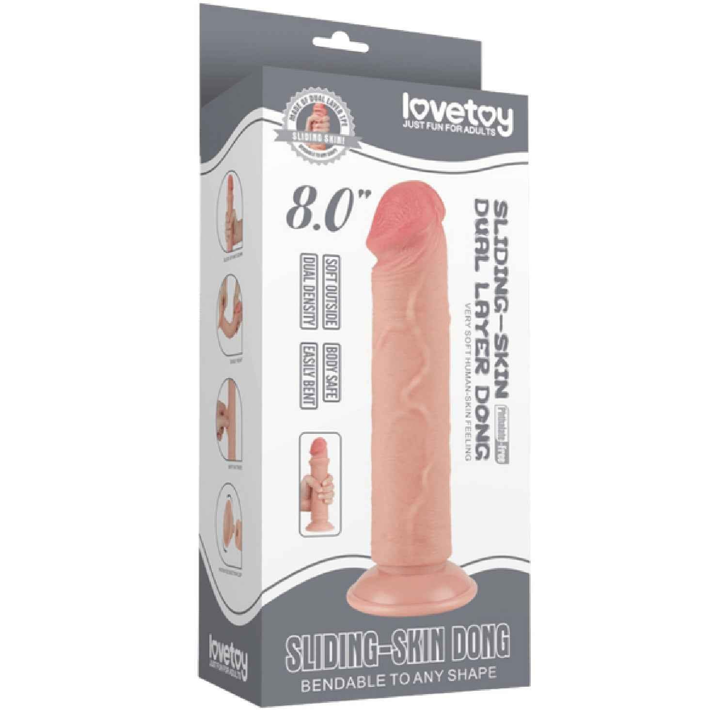 8" Sliding Skin Dual Layer Dong (Flesh)