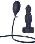 Inflatable Silicone Anal Plug With Plug (Black)