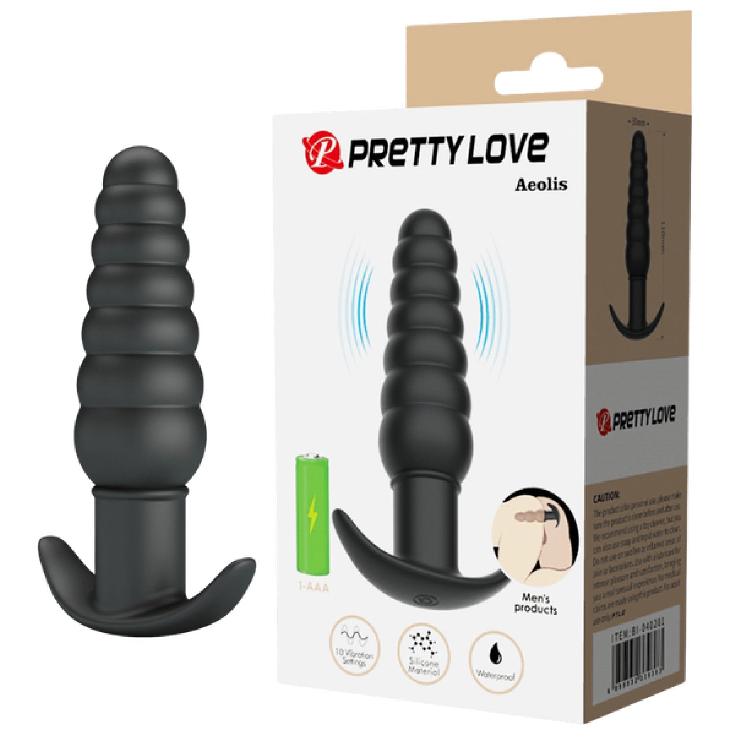 Silicone Butt Plug - Aeolis (Black)