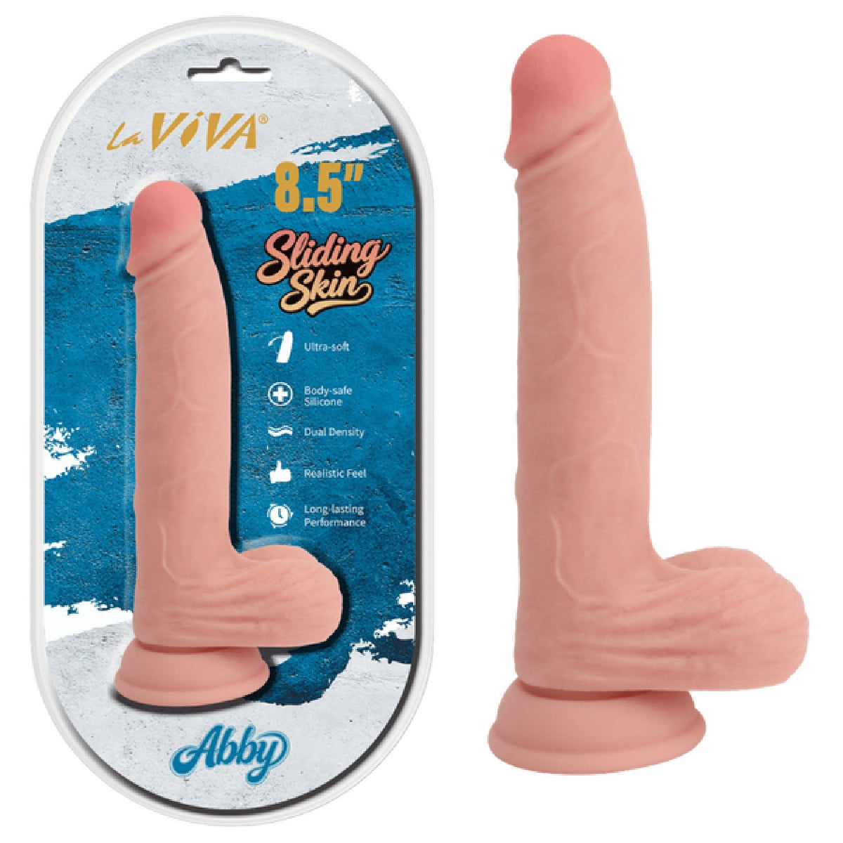 Sliding Skin Abby - 8.5" Dual Density Dong (Flesh)