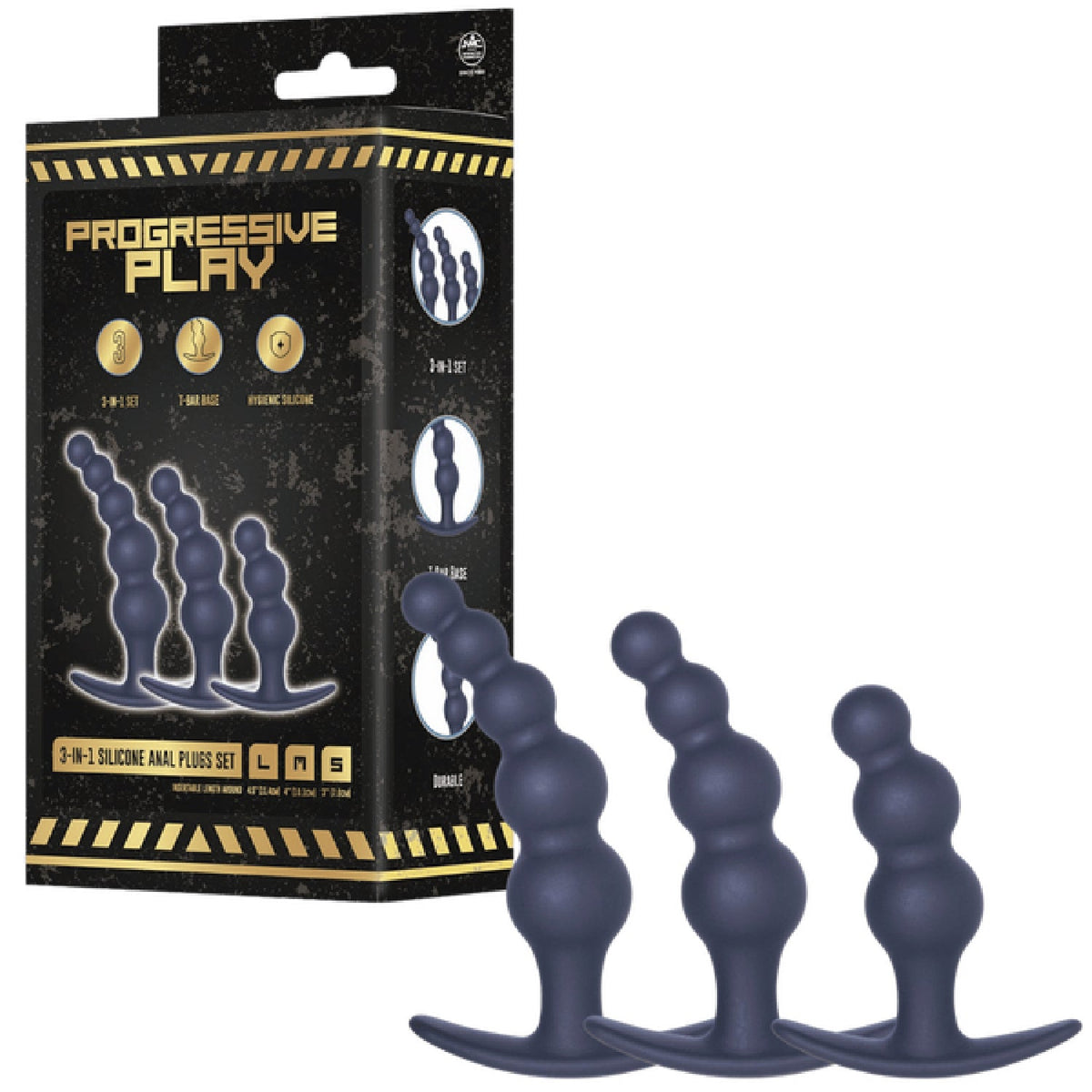 3-In-1 Silicone Anal Plug Set (Black)