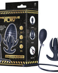Inflatable Silicone Anal Plug With Plug (Black)