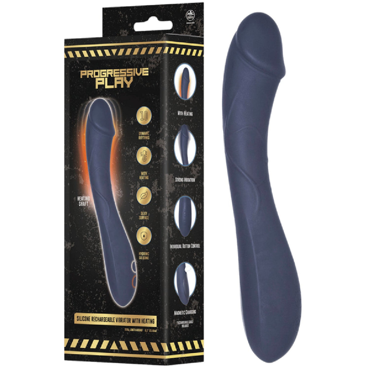 Silicone Rechargeable Vibrator with Heating (Black)