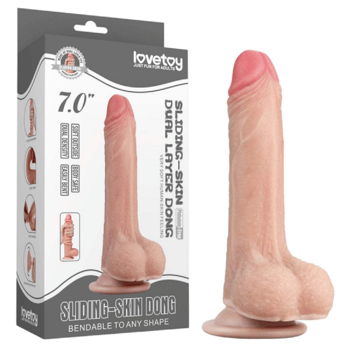 7" Sliding Skin Dual Layer Dong (Flesh)