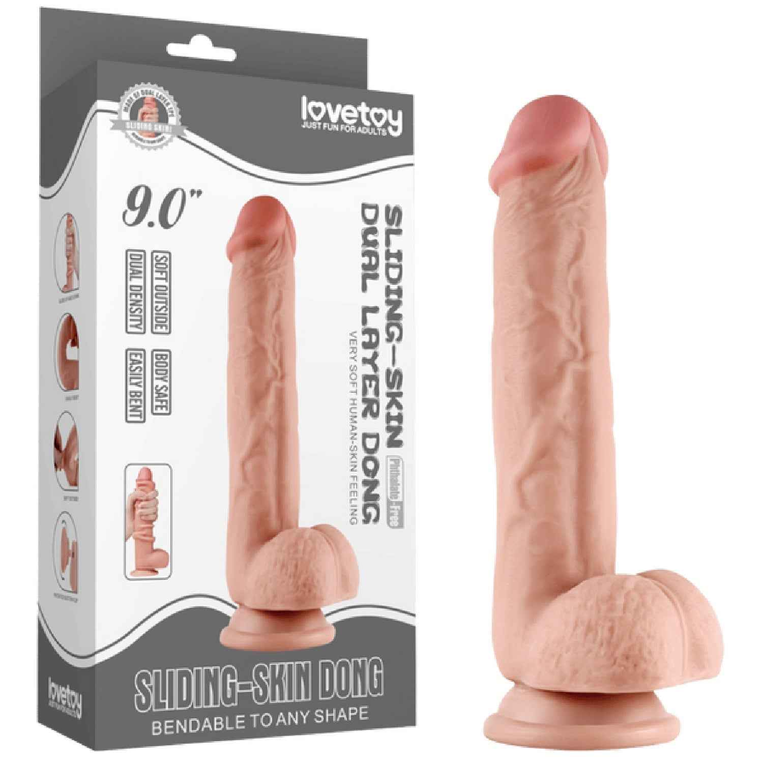 9.0'' Sliding Skin Dual Layer Dong (Flesh)