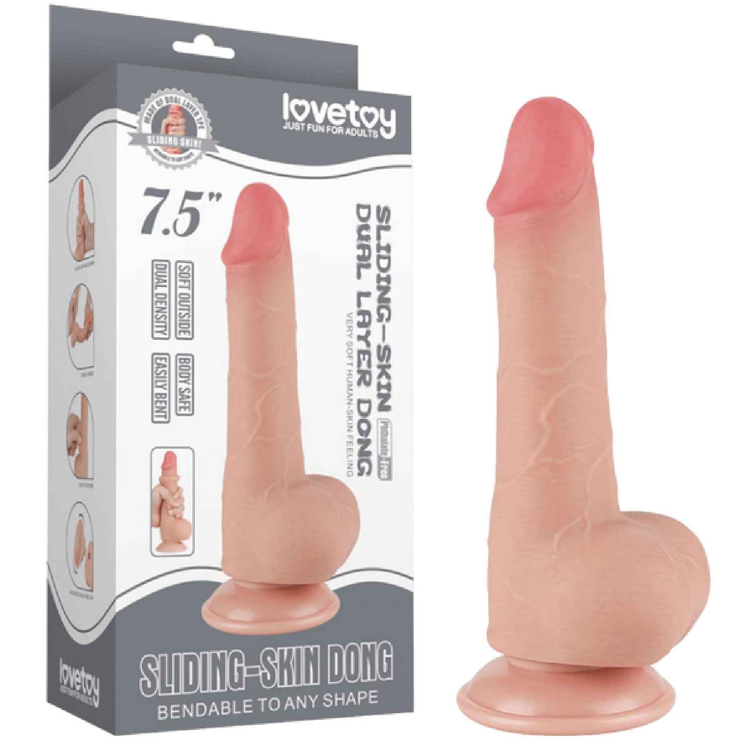 7.5'' Sliding Skin Dual Layer Dong (Flesh)