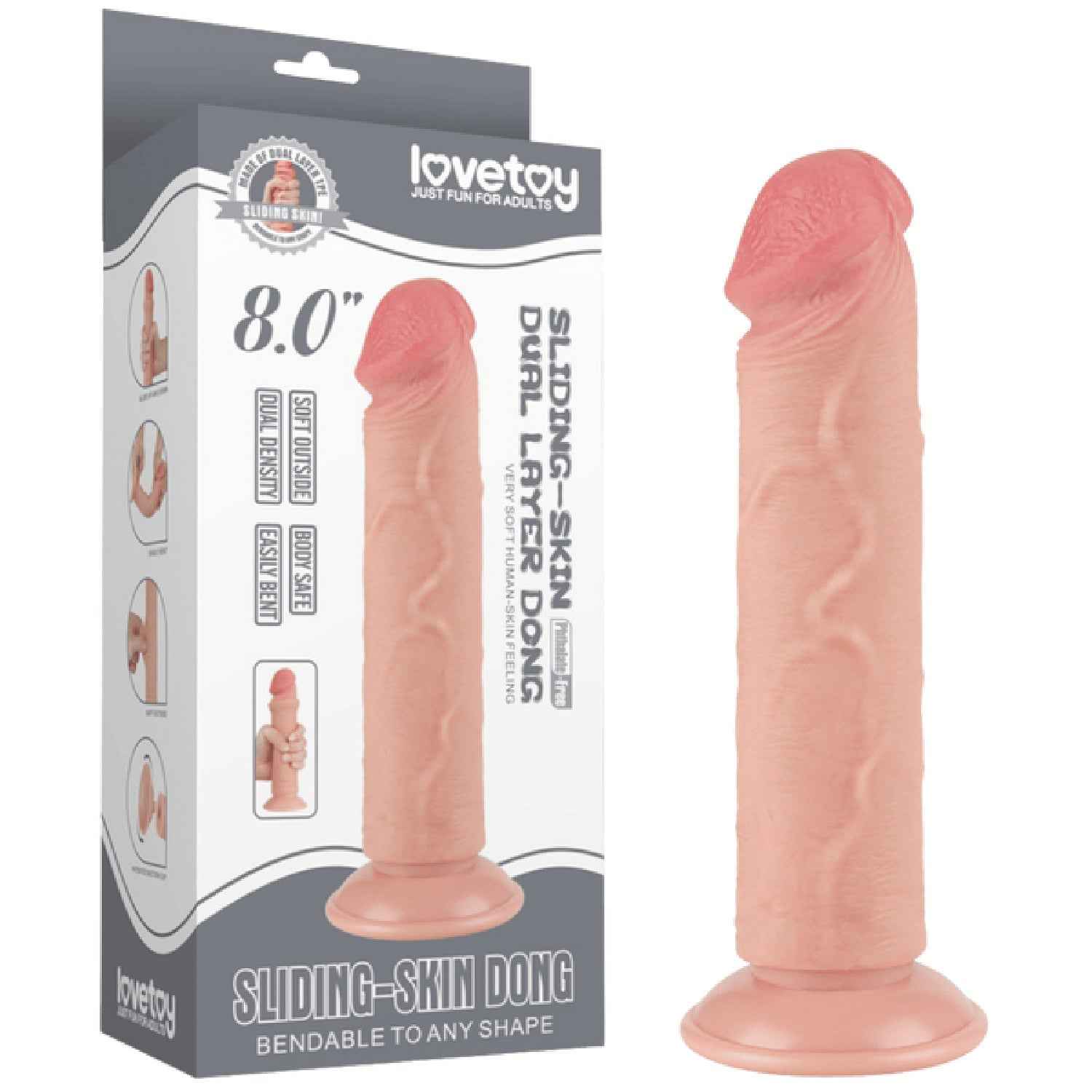 8" Sliding Skin Dual Layer Dong (Flesh)