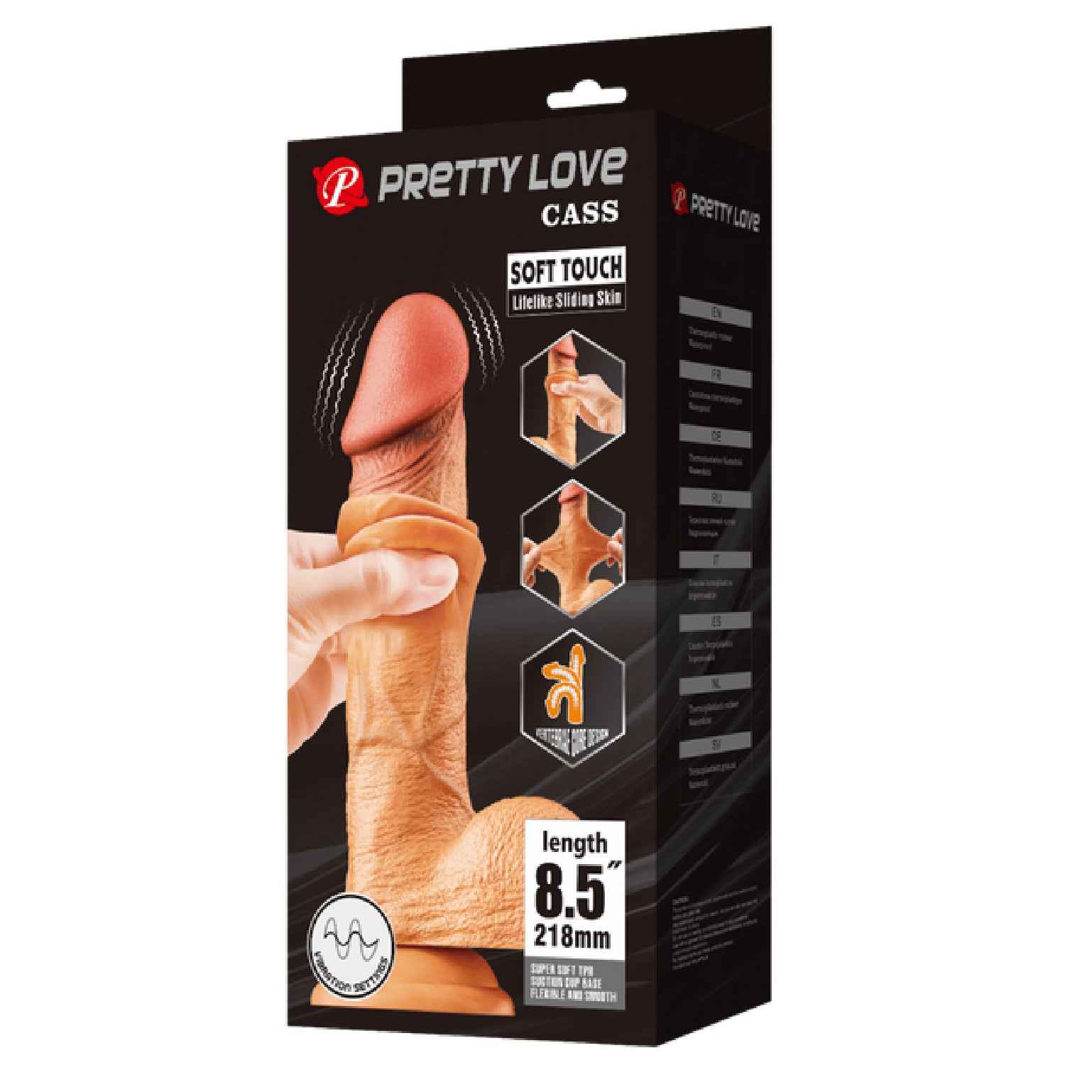 Sliding Skin Series - Cass 8.5" Vibrating Dong - Flesh