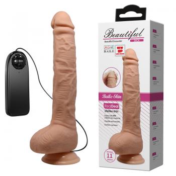 Vibrating Dildo with Suction Base - Flesh - K. P.