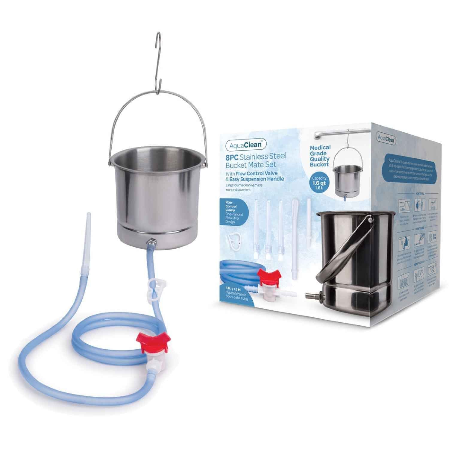 AquaClean 8PC Stainless Steel Bucket Mate Set