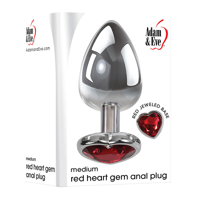 Adam and Eve Red Heart Gen Anal Plug - Medium