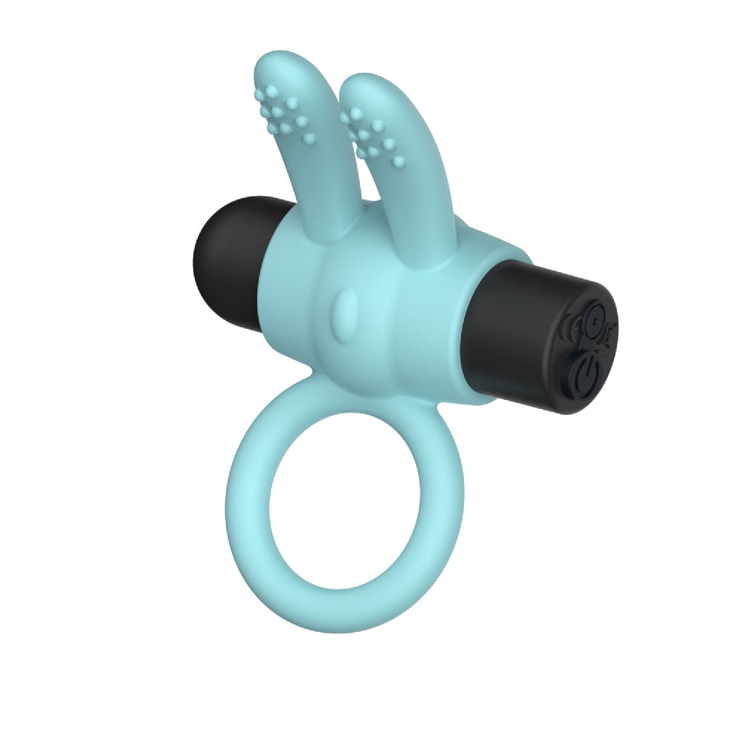 Passion Play Silicone Rabbit Vibrating Cockring - Blue