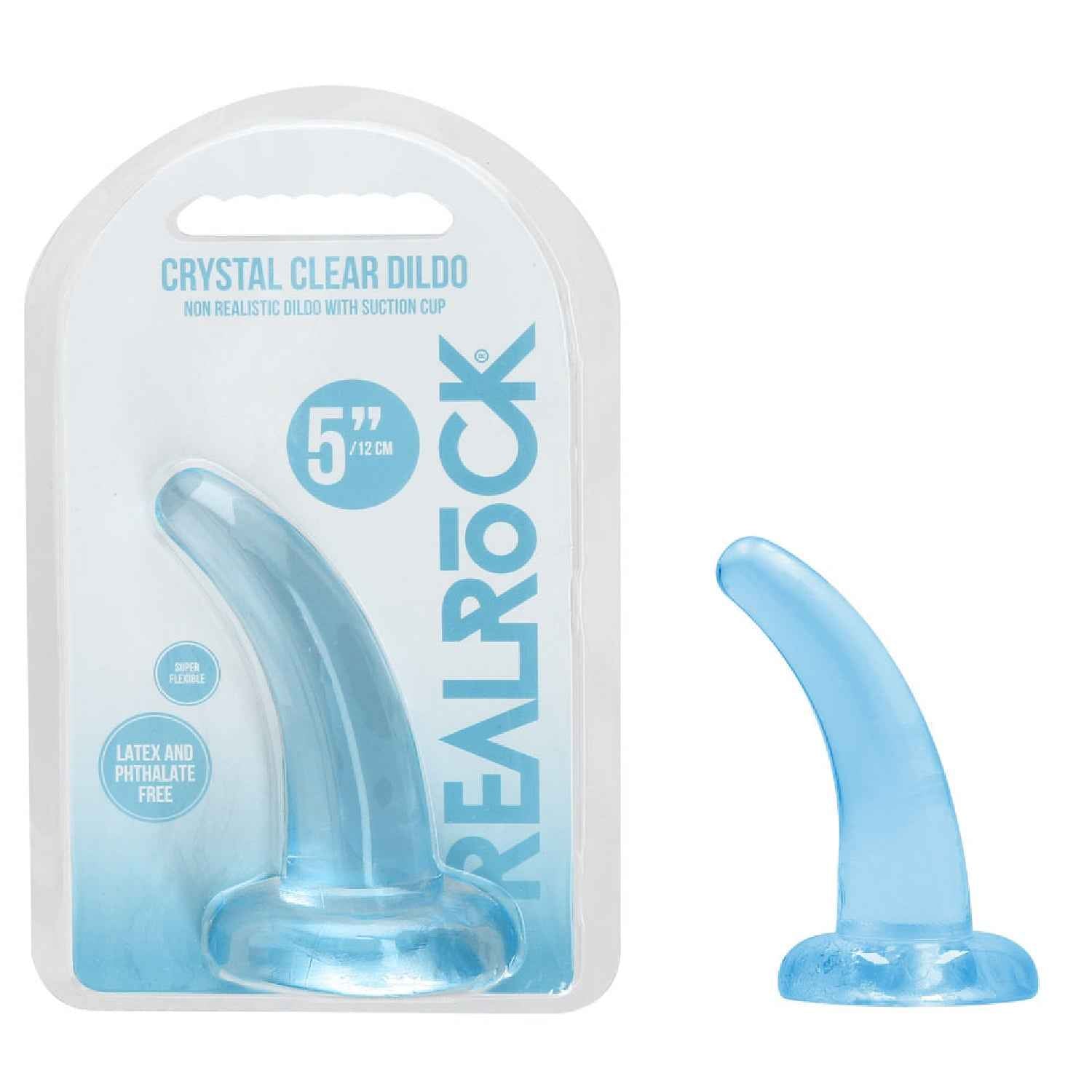 REALROCK Non Realistic Dildo With Suction Cup - 11.5 cm - Blue