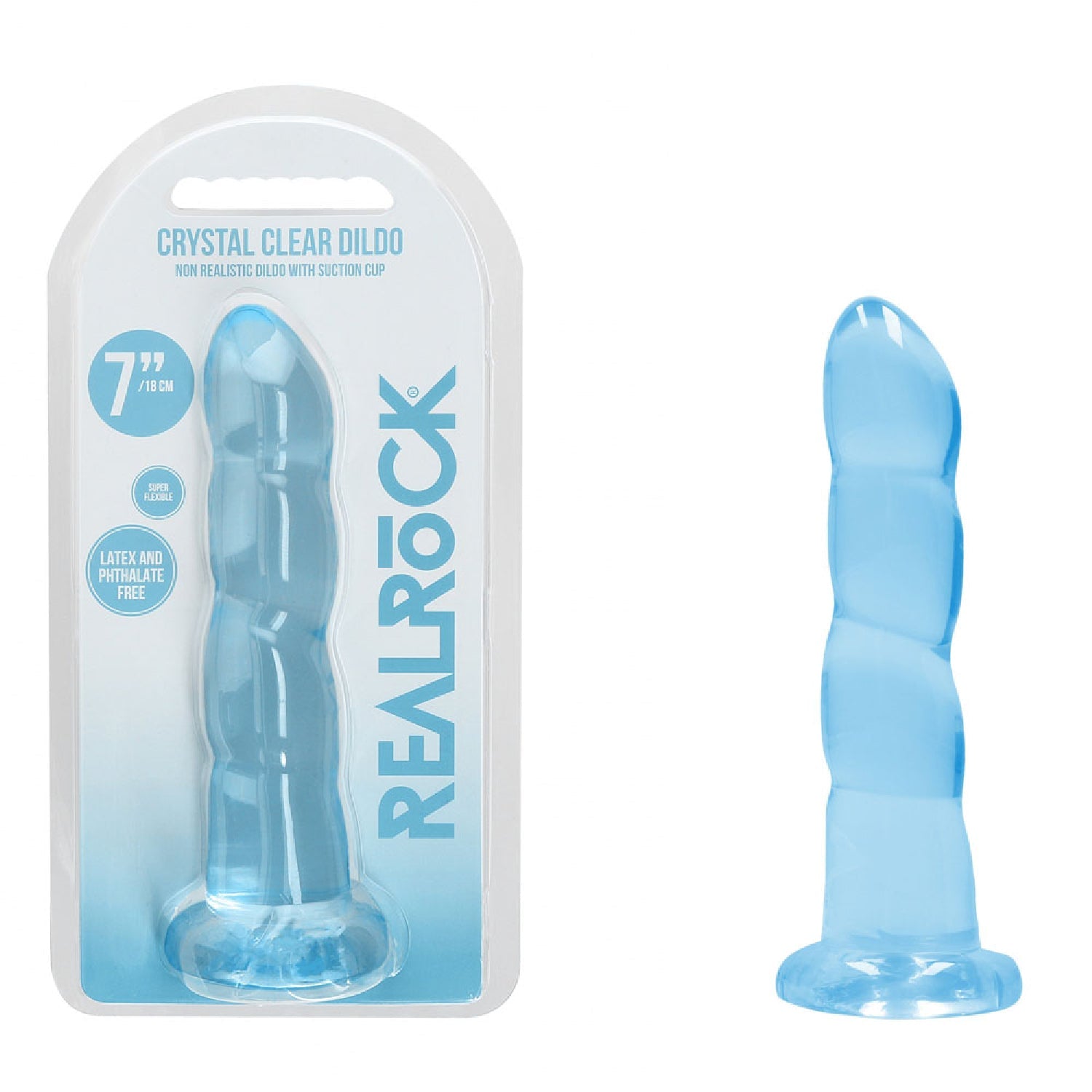 REALROCK Dildo With Suction - 17 cm - Blue