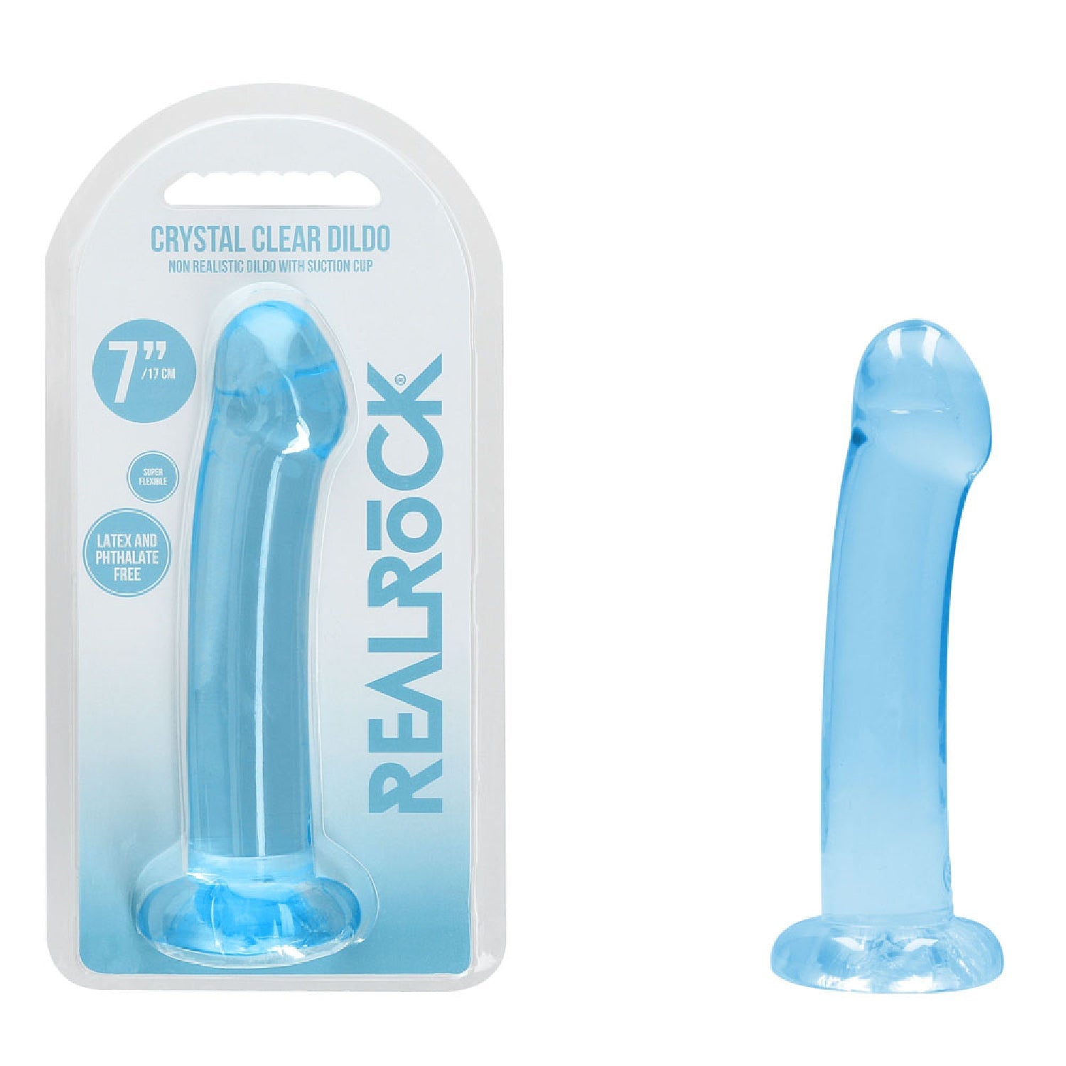 REALROCK Non Realistic Dildo With Suction Cup - 17 cm - Blue