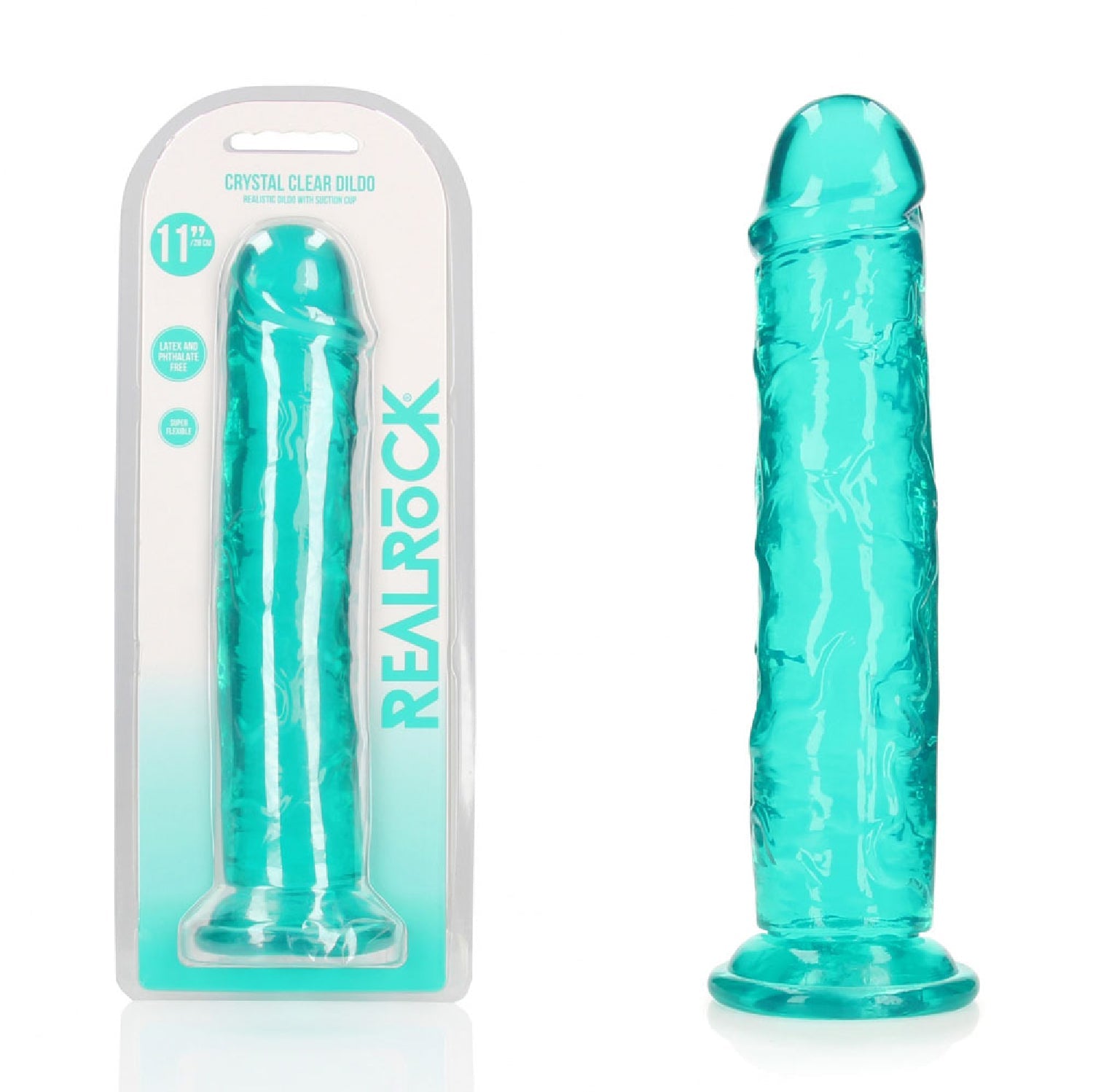 REALROCK 31 cm Straight Dildo - Turquoise