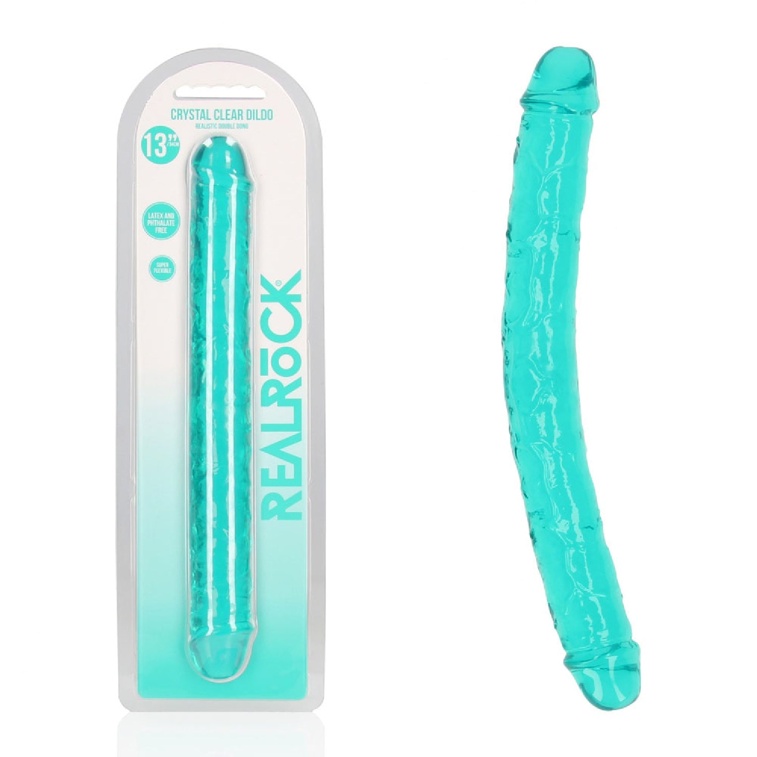 REALROCK 34 cm Double Dong - Turquoise