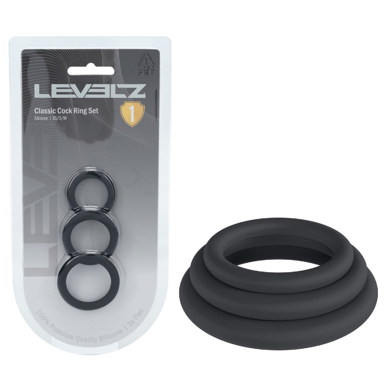 LEVELZ Classic Silicone Cock Ring Set - XS/S/M