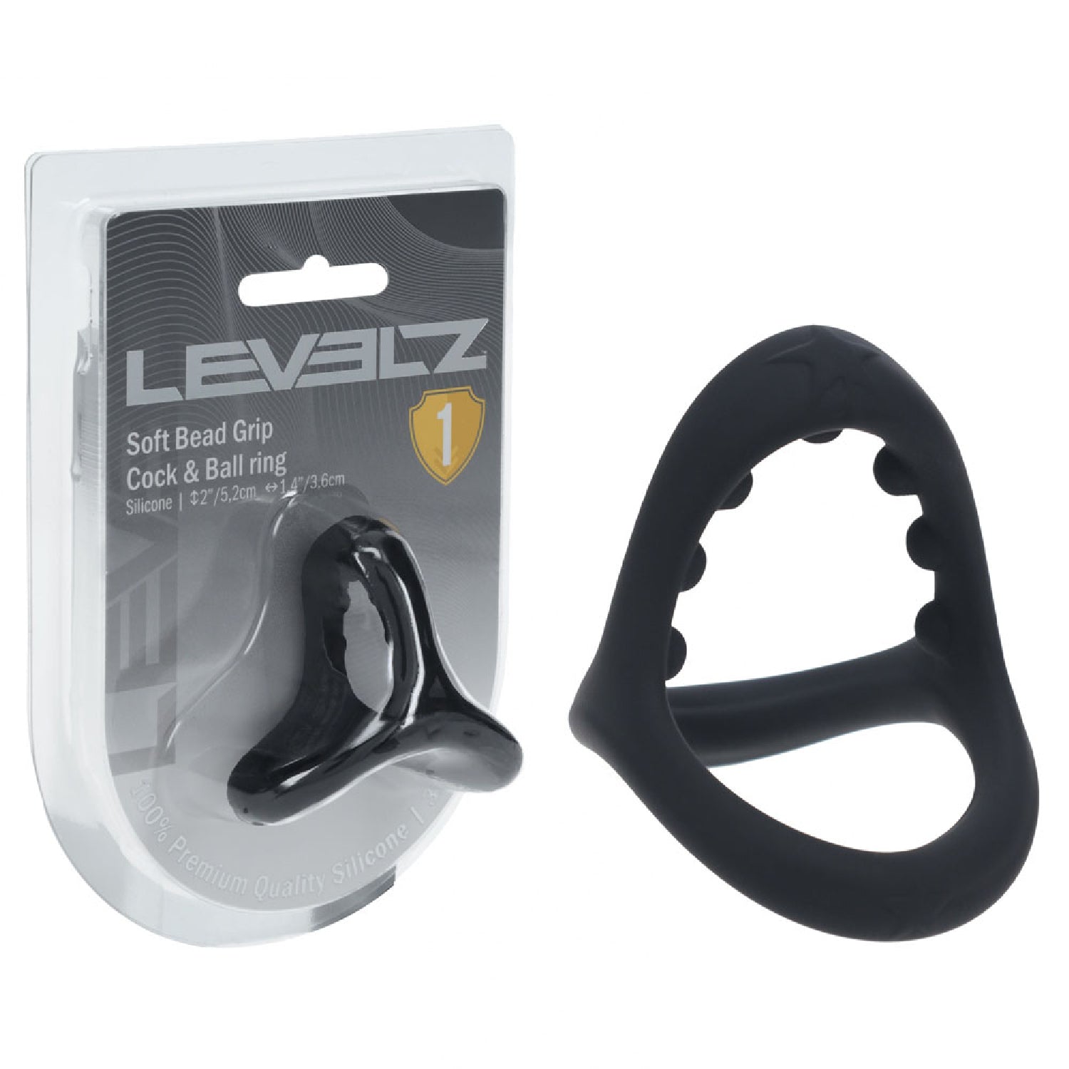 LEVELZ Soft Bead Grip Silicone Cock Ring - Black
