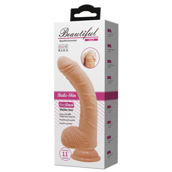 Alex - 11" G Spot Curved Dildo - Flesh - K. P.