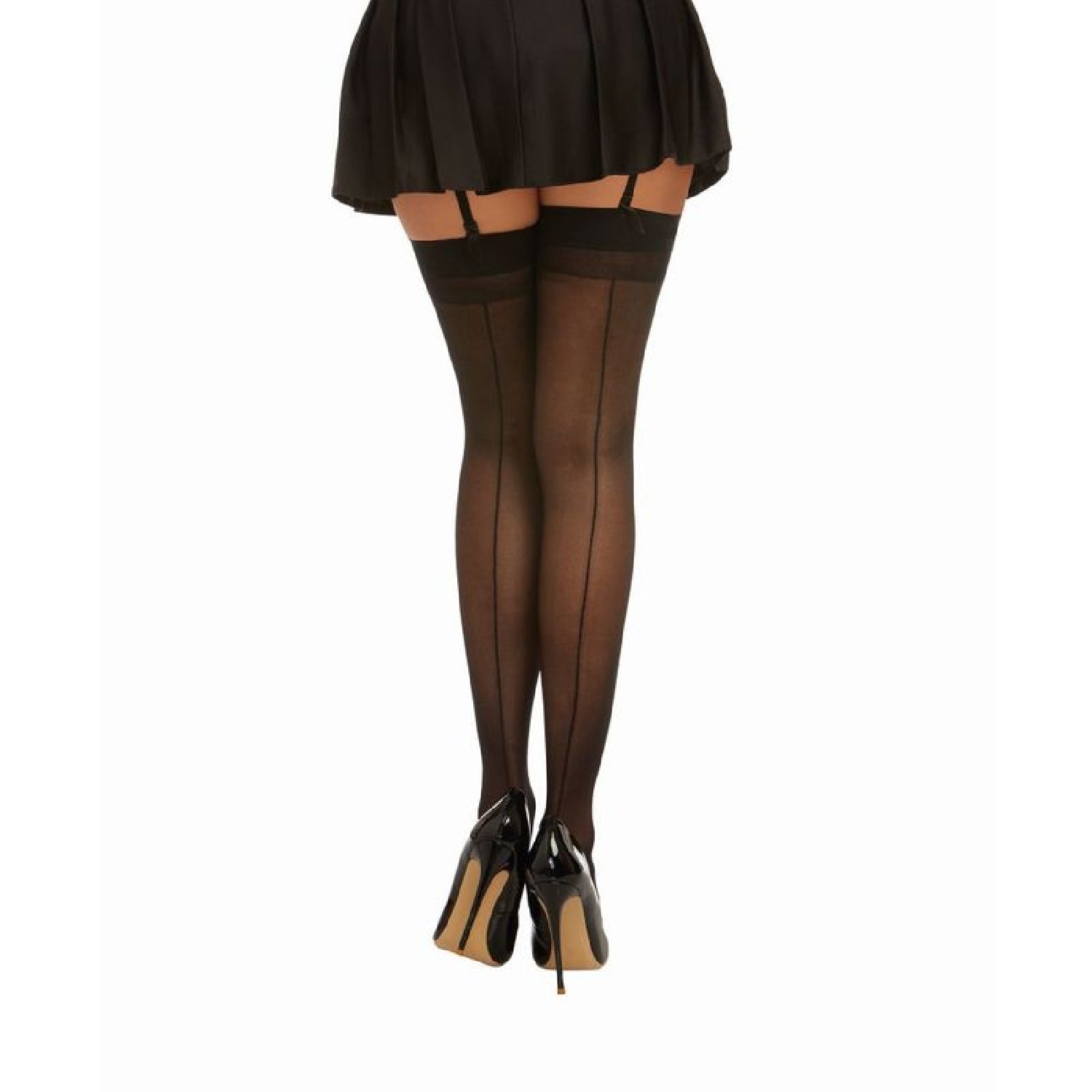 Dreamgirl Back Seam Sheer Thigh High Stockings Red