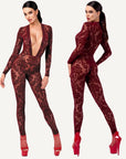 Kink Royal V Neck Catsuit Red