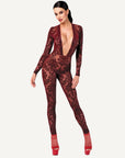 Kink Royal V Neck Catsuit Red