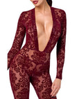 Kink Royal V Neck Catsuit Red