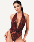 Kink Royal Draped Plunge Bodysuit Red